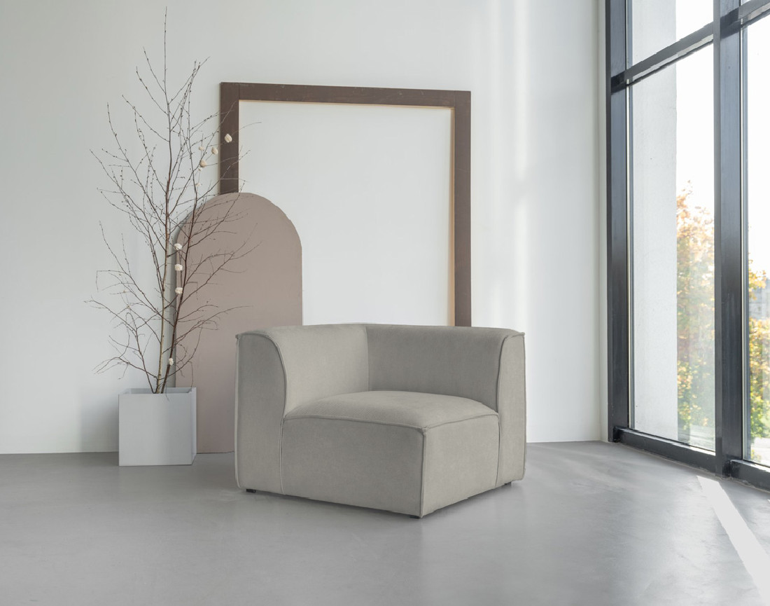 Module d'assise d'angle réversible en tissu texturé Felix