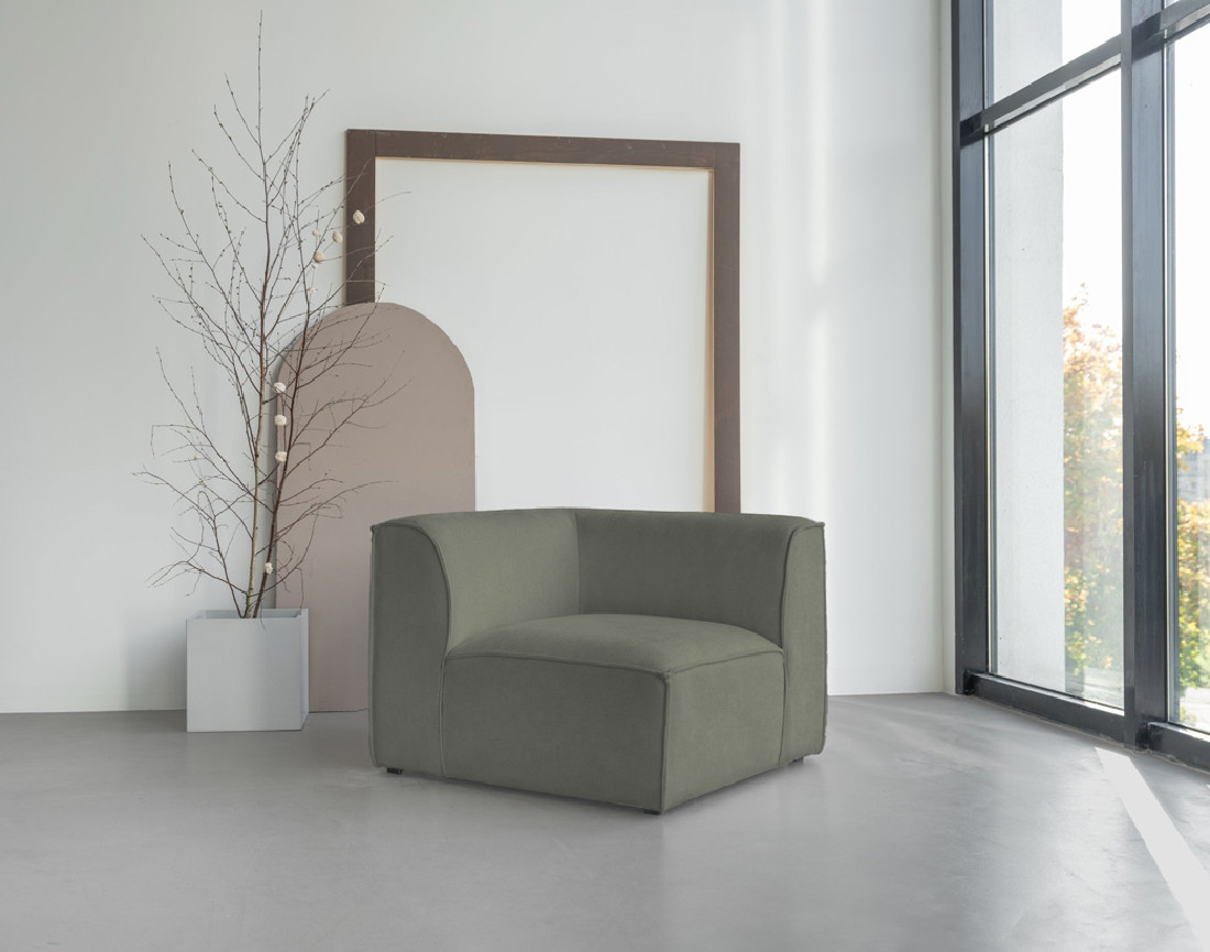 Module d'assise d'angle réversible en tissu texturé Felix