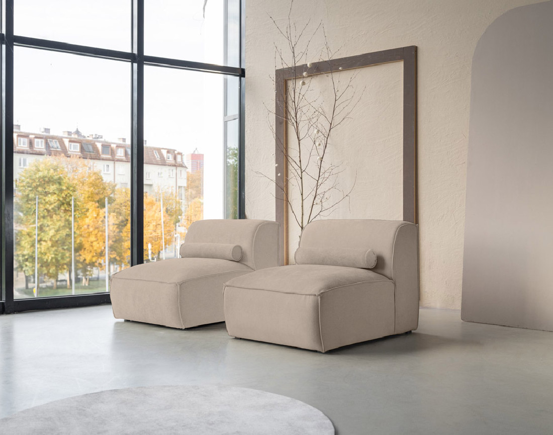 Canapé modulable 2 places en tissu texturé Felix