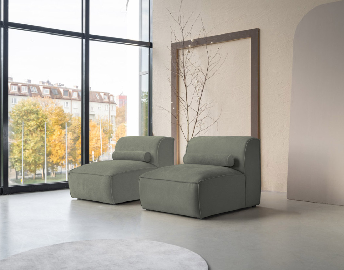 Canapé modulable 2 places en tissu texturé Felix