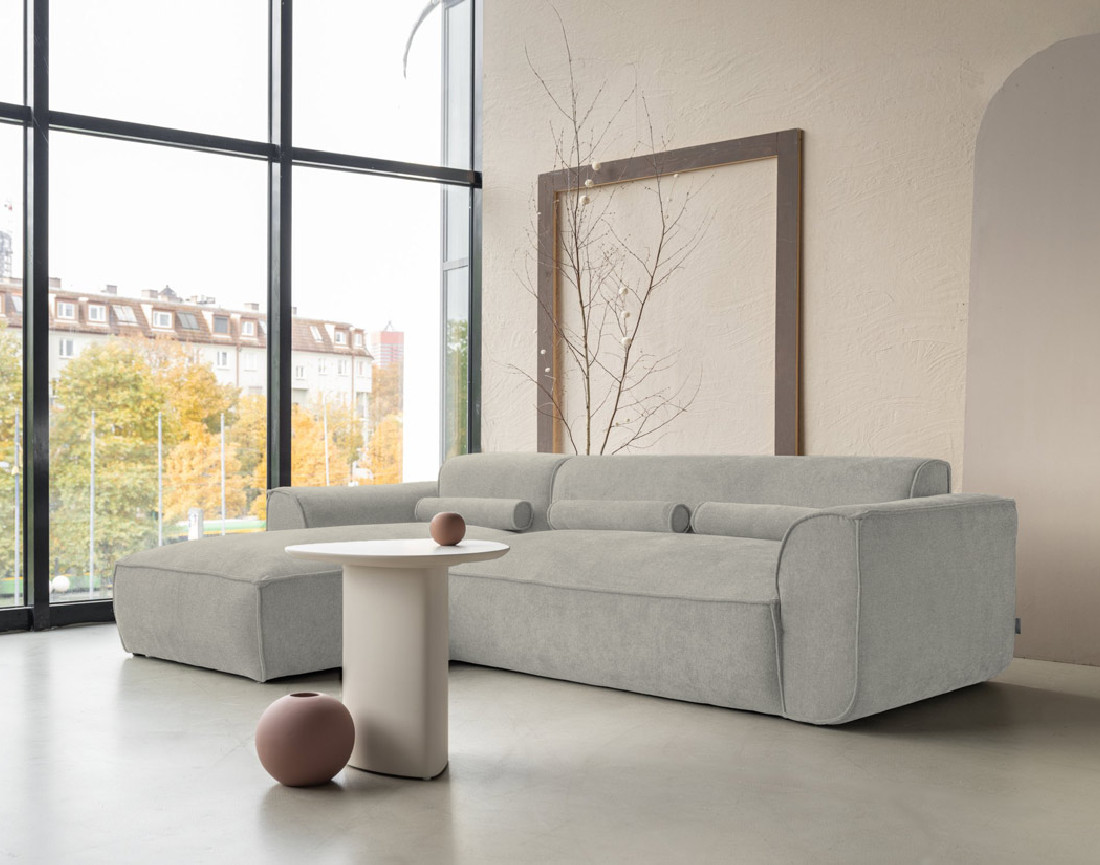 Canapé modulable d'angle gauche 4 places en tissu texturé Felix