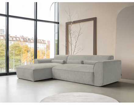 Canapé modulable d'angle gauche 4 places en tissu texturé Felix