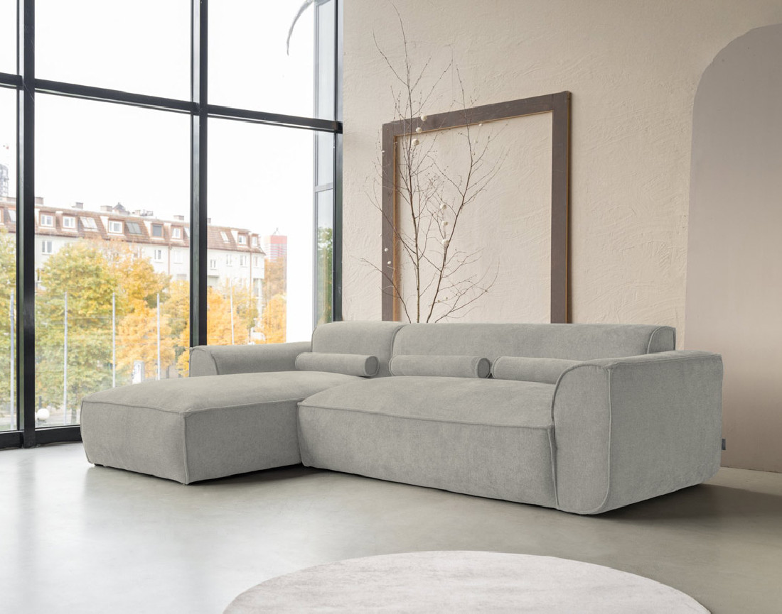 Canapé modulable d'angle gauche 4 places en tissu texturé Felix
