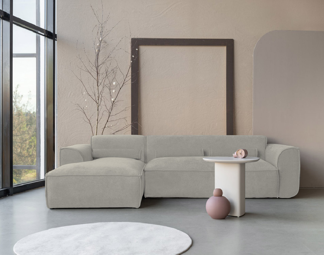 Canapé modulable d'angle gauche 4 places en tissu texturé Felix