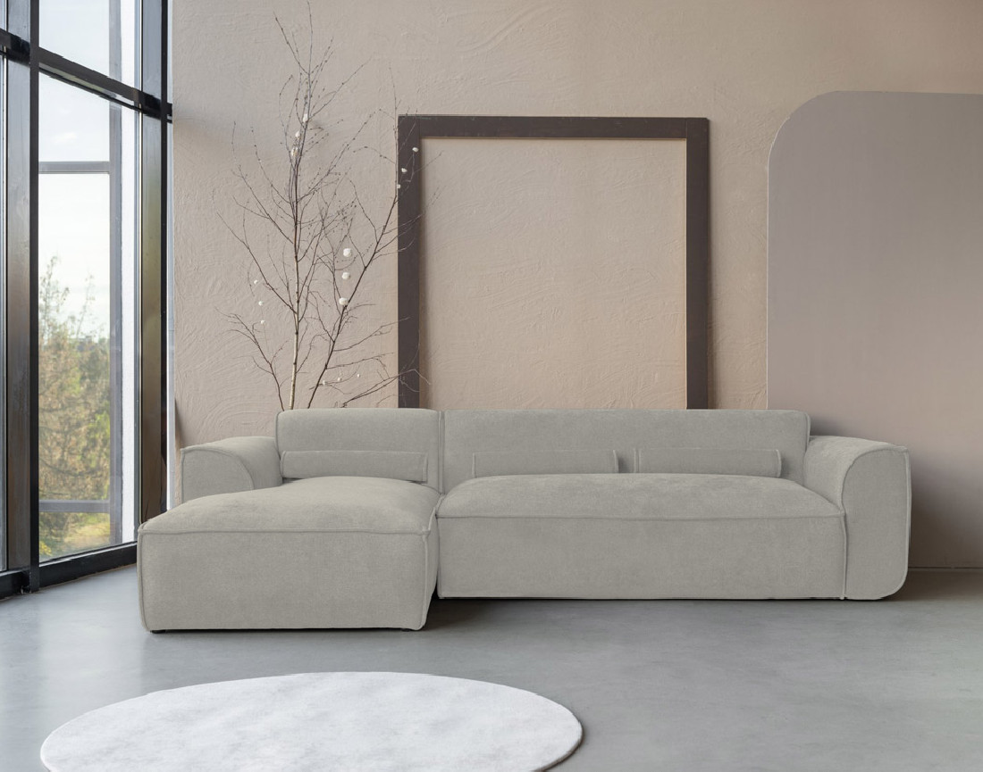 Canapé modulable d'angle gauche 4 places en tissu texturé Felix
