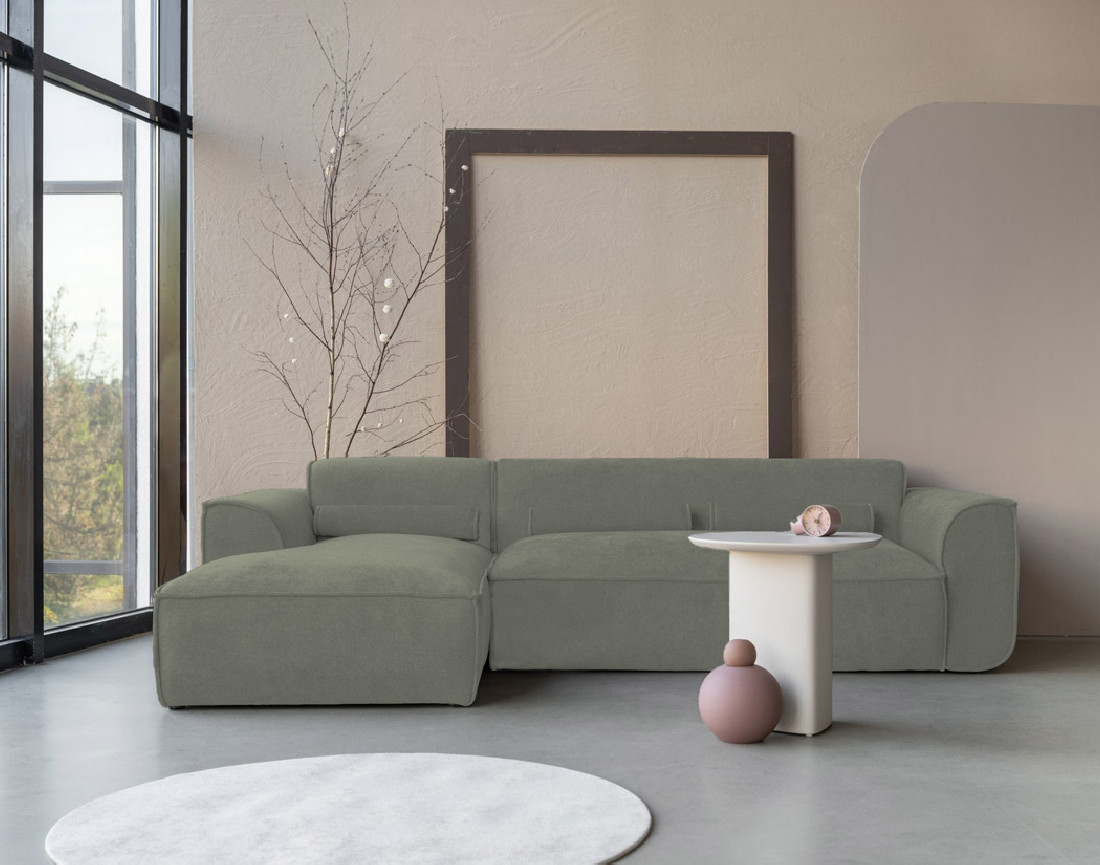 Canapé modulable d'angle gauche 4 places en tissu texturé Felix