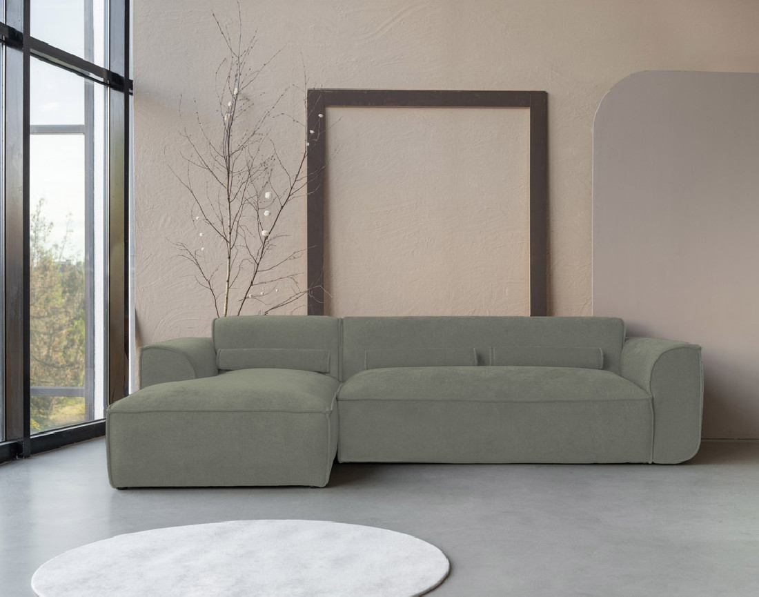 Canapé modulable d'angle gauche 4 places en tissu texturé Felix