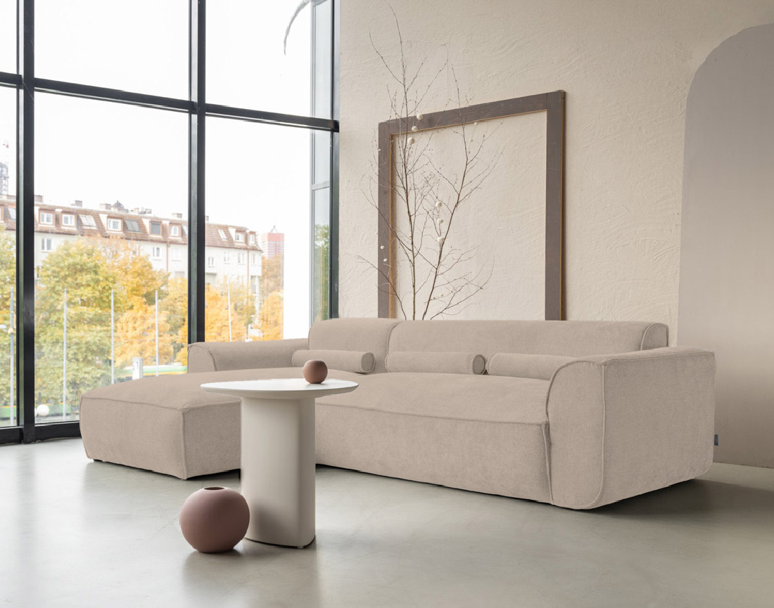 Canapé modulable d'angle gauche 4 places en tissu texturé Felix