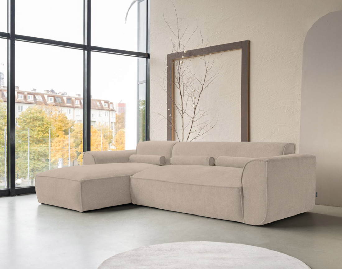 Canapé modulable d'angle gauche 4 places en tissu texturé Felix