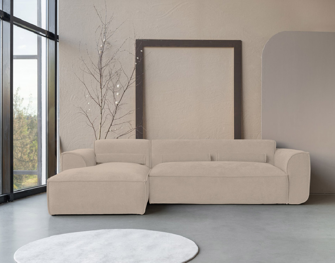 Canapé modulable d'angle gauche 4 places en tissu texturé Felix