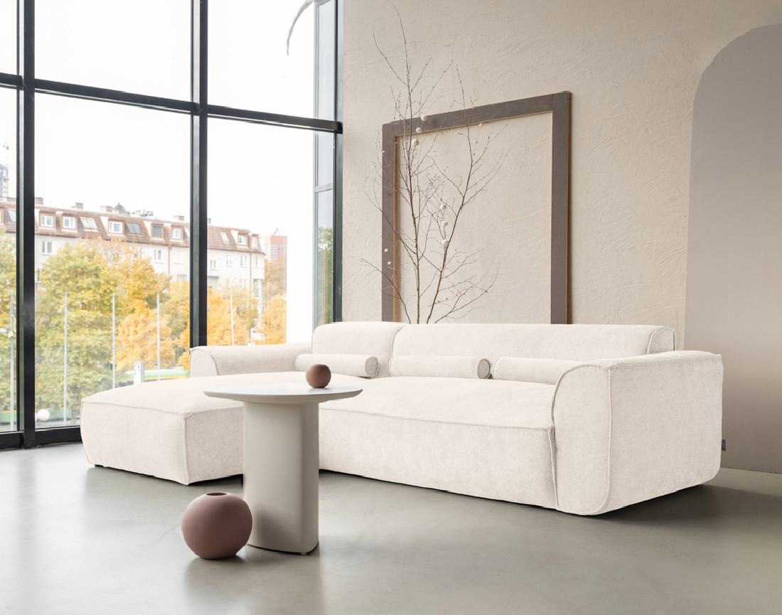 Canapé modulable d'angle gauche 4 places en tissu texturé Felix