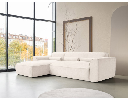 Canapé modulable d'angle gauche 4 places en tissu texturé Felix