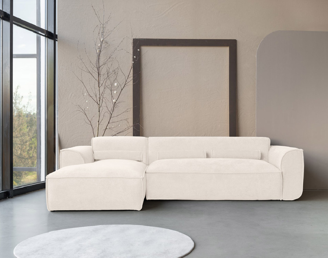 Canapé modulable d'angle gauche 4 places en tissu texturé Felix