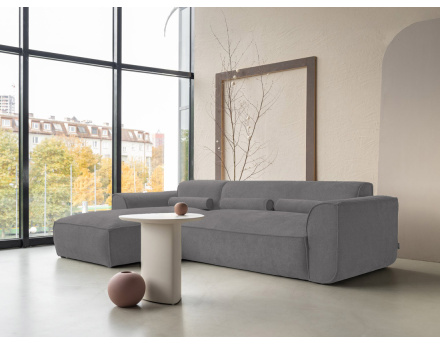 Canapé modulable d'angle gauche 4 places en tissu texturé Felix