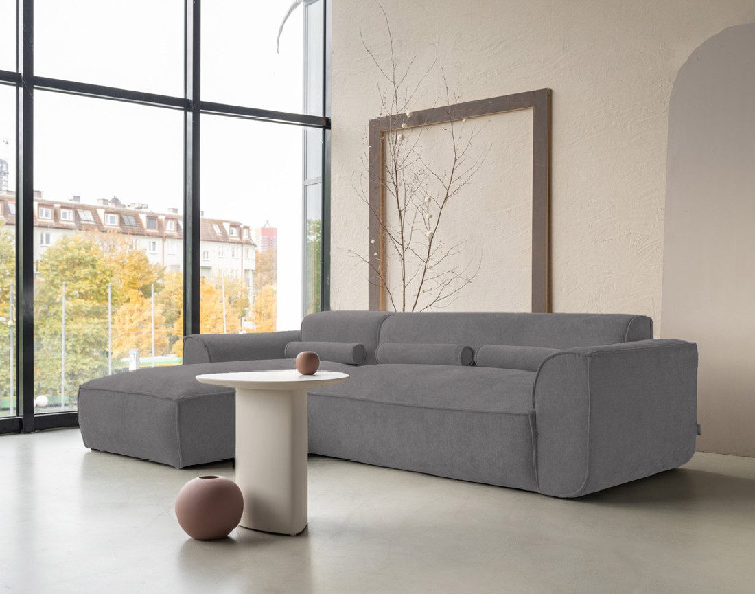 Canapé modulable d'angle gauche 4 places en tissu texturé Felix