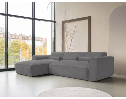 Canapé modulable d'angle gauche 4 places en tissu texturé Felix