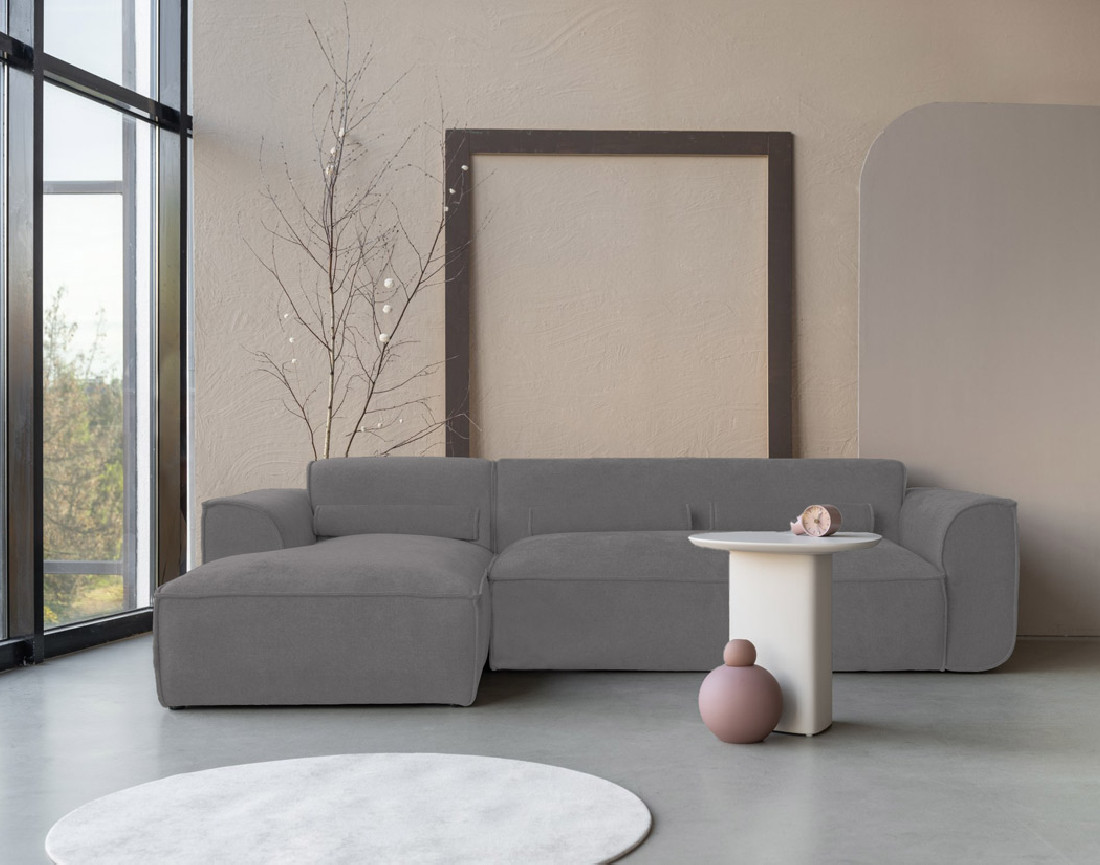 Canapé modulable d'angle gauche 4 places en tissu texturé Felix