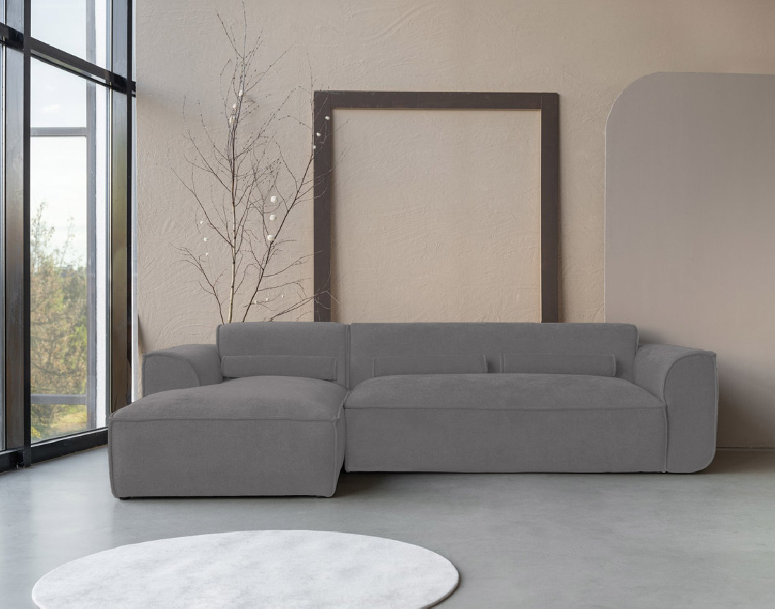 Canapé modulable d'angle gauche 4 places en tissu texturé Felix