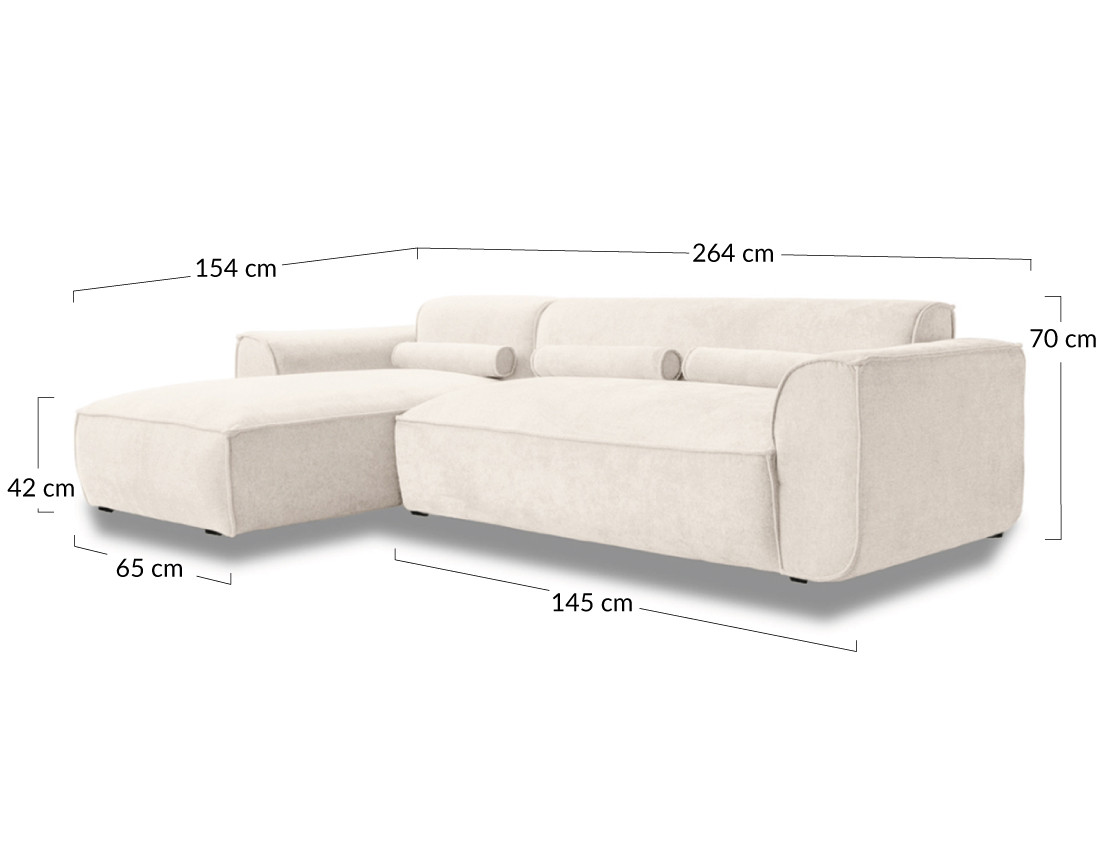 Canapé modulable d'angle gauche 4 places en tissu texturé Felix