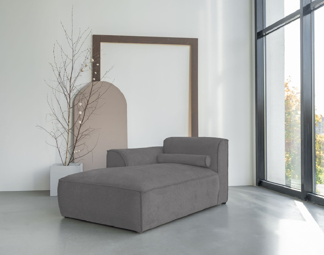 Module d'assise méridienne gauche en tissu texturé Felix