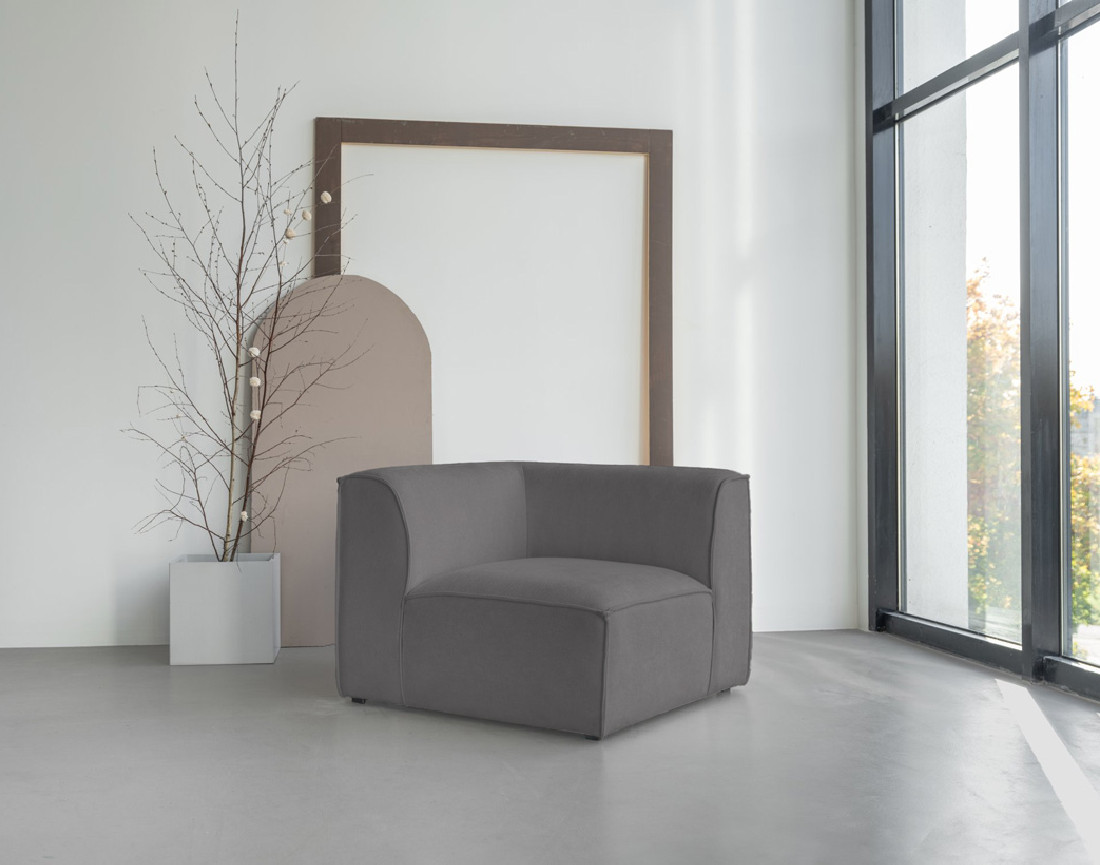 Module d'assise d'angle réversible en tissu texturé Felix
