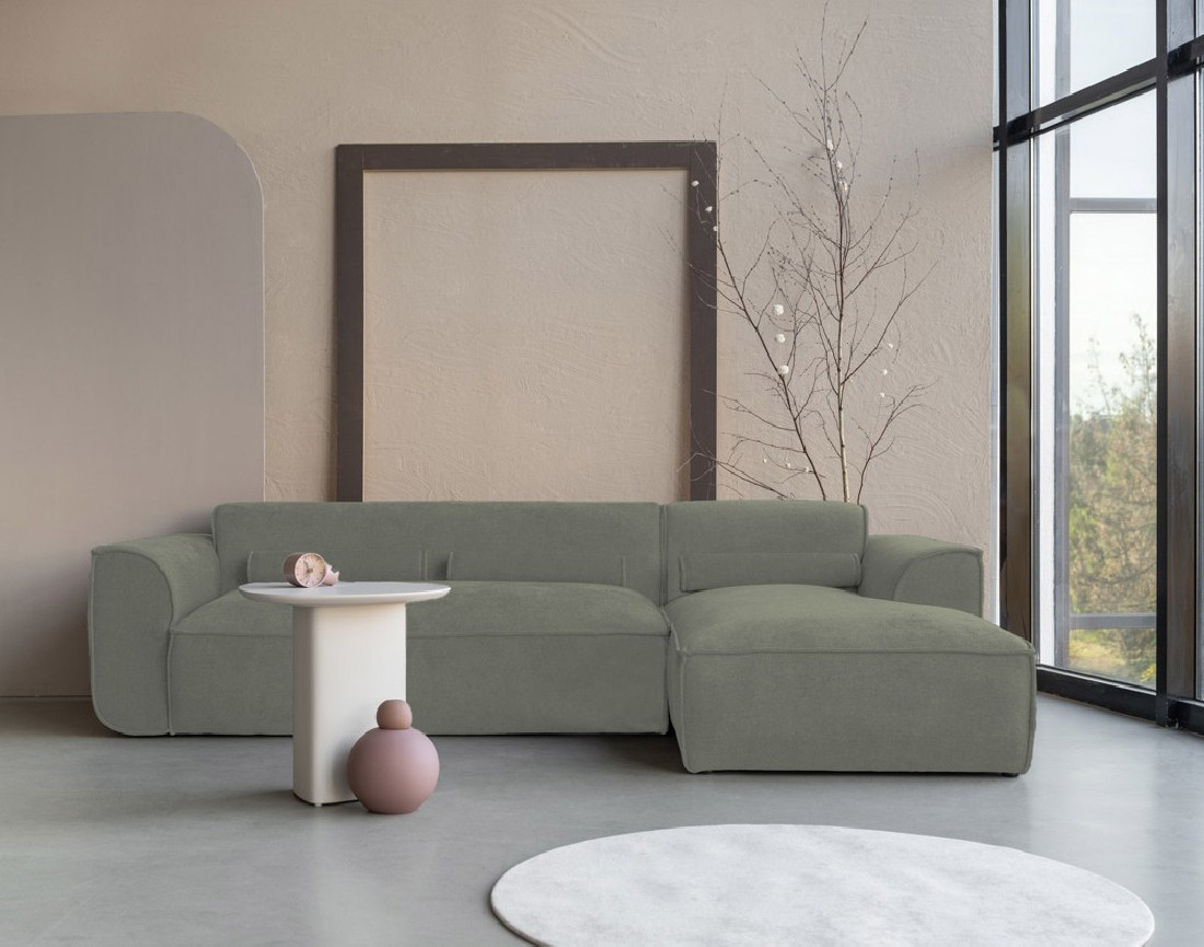 Canapé modulable d'angle droit 4 places en tissu texturé Felix