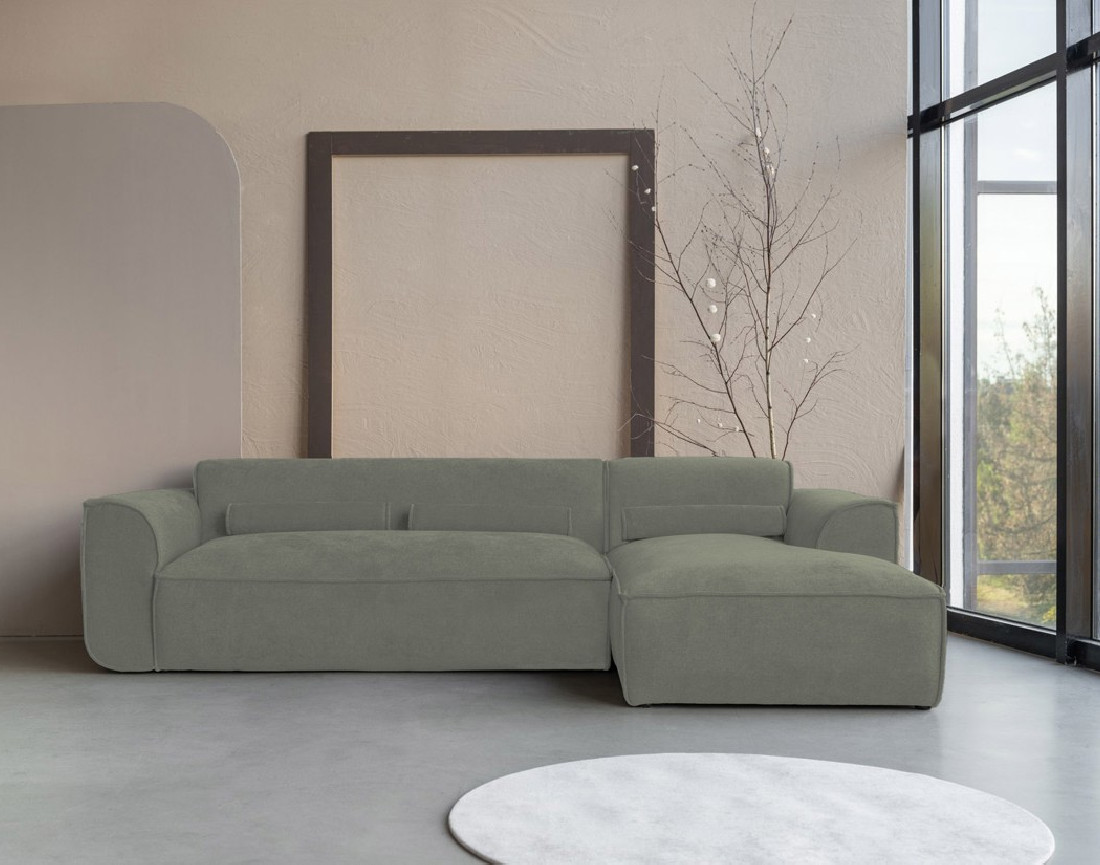 Canapé modulable d'angle droit 4 places en tissu texturé Felix