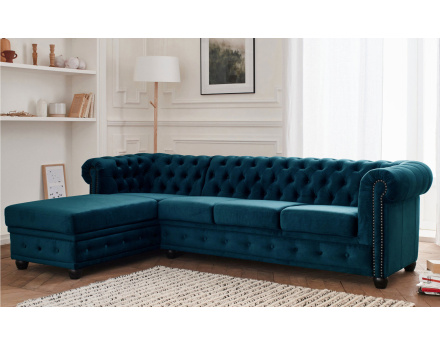 Canapé Chesterfield d'angle gauche 4 places en velours William