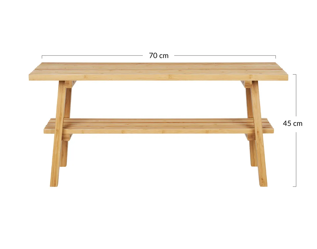 Banc avec rangement bambou naturel 70 cm Saona