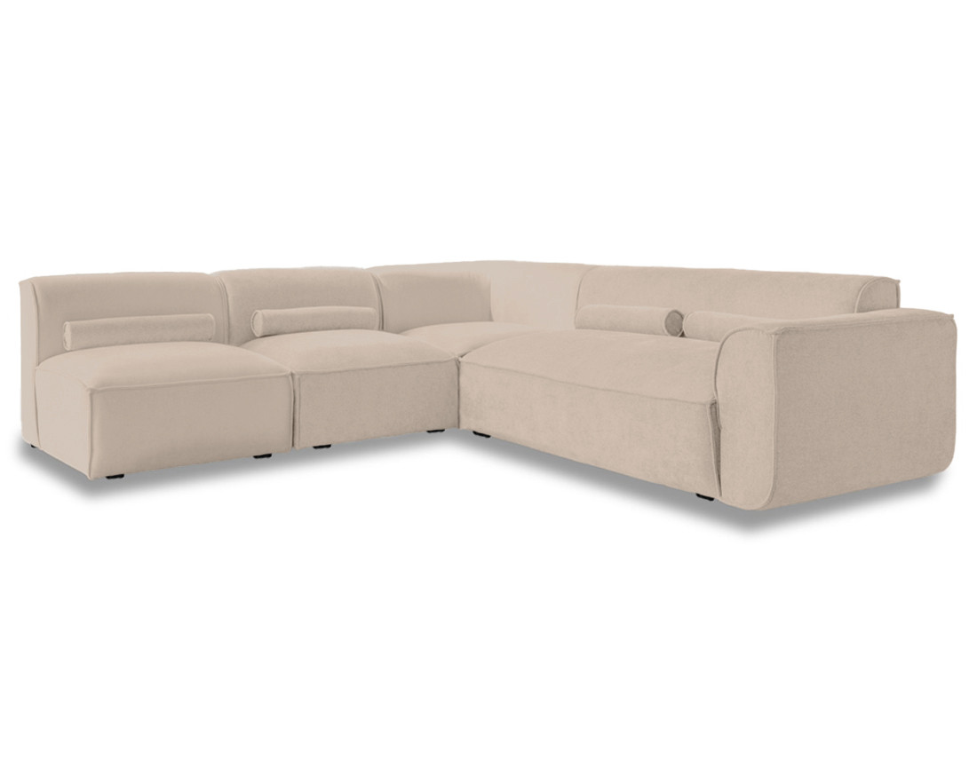 Canapé modulable d'angle gauche 5 places en tissu texturé Felix