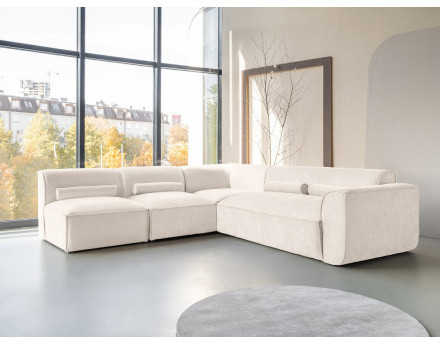 Canapé modulable d'angle gauche 5 places en tissu texturé Felix