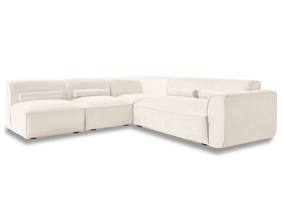 Canapé modulable d'angle gauche 5 places en tissu texturé Felix