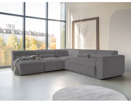 Canapé modulable d'angle gauche 5 places en tissu texturé Felix
