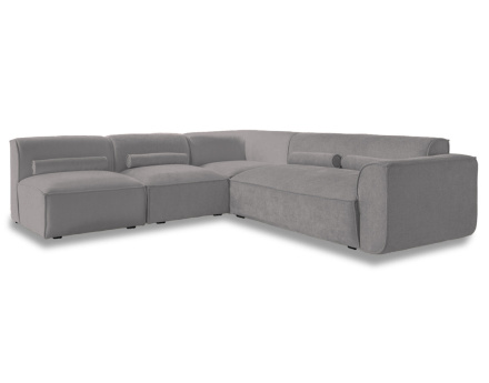 Canapé modulable d'angle gauche 5 places en tissu texturé Felix
