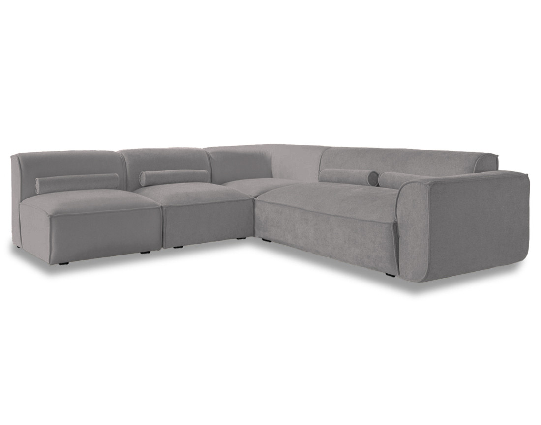 Canapé modulable d'angle gauche 5 places en tissu texturé Felix