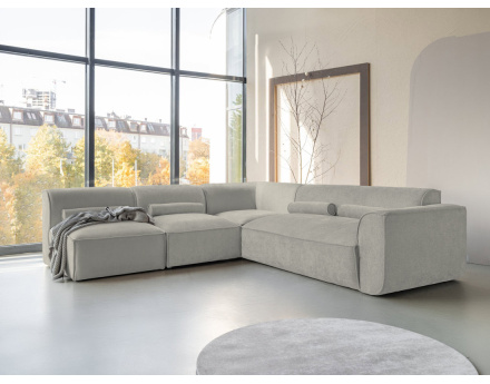 Canapé modulable d'angle gauche 5 places en tissu texturé Felix