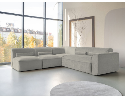 Canapé modulable d'angle gauche 5 places en tissu texturé Felix