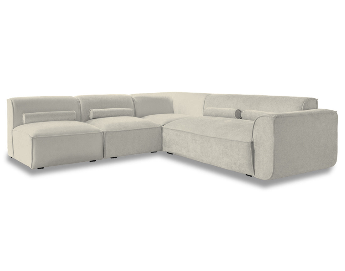 Canapé modulable d'angle gauche 5 places en tissu texturé Felix