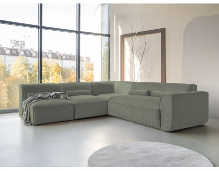 Canapé modulable d'angle gauche 5 places en tissu texturé Felix