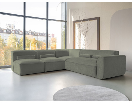 Canapé modulable d'angle gauche 5 places en tissu texturé Felix