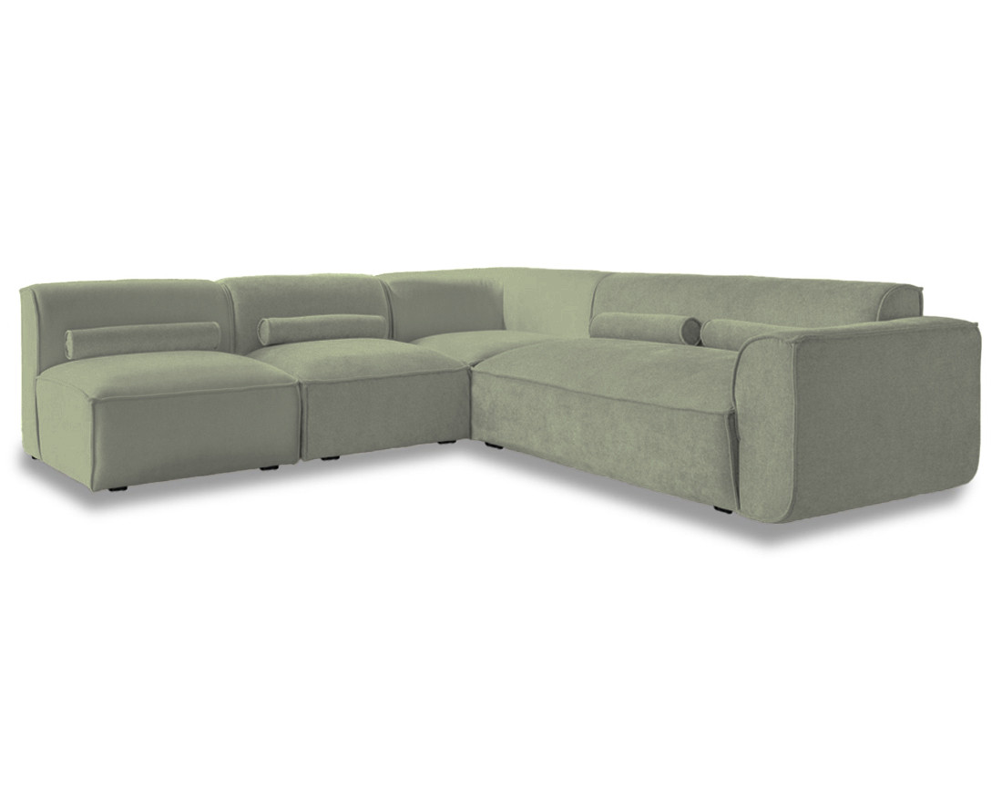 Canapé modulable d'angle gauche 5 places en tissu texturé Felix