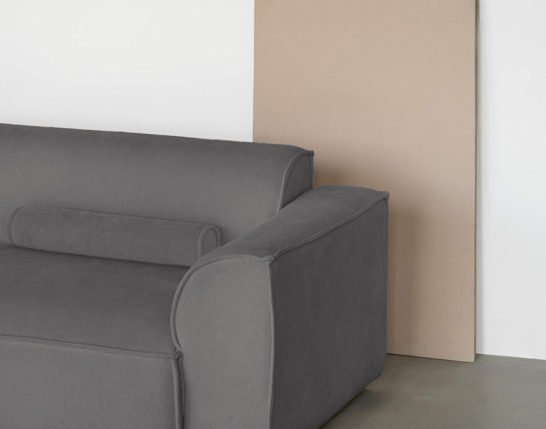 Canapé modulable d'angle gauche 5 places en tissu texturé Felix