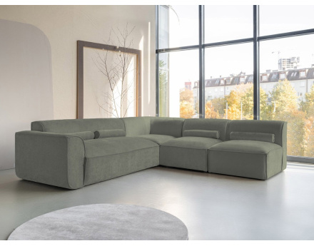 Canapé modulable d'angle droit 5 places en tissu texturé Felix