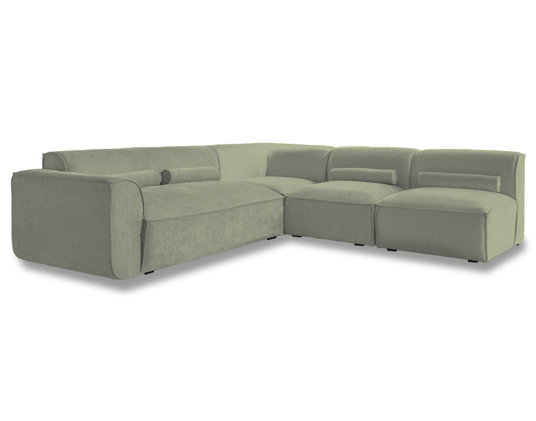 Canapé modulable d'angle droit 5 places en tissu texturé Felix