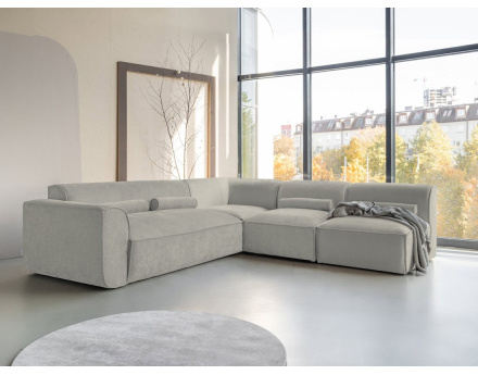 Canapé modulable d'angle droit 5 places en tissu texturé Felix