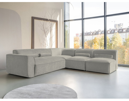 Canapé modulable d'angle droit 5 places en tissu texturé Felix