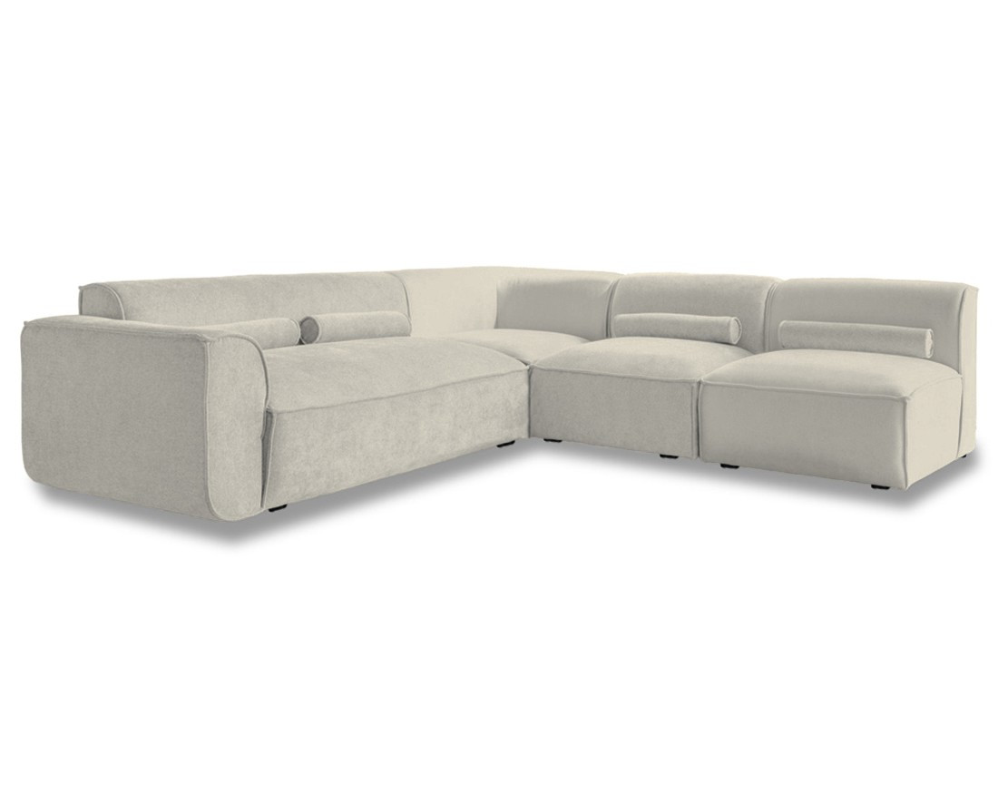 Canapé modulable d'angle droit 5 places en tissu texturé Felix