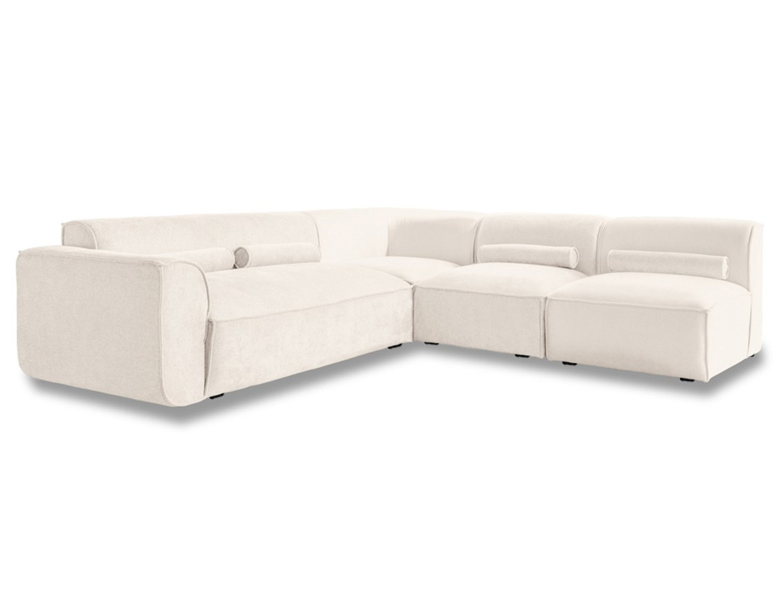 Canapé modulable d'angle droit 5 places en tissu texturé Felix