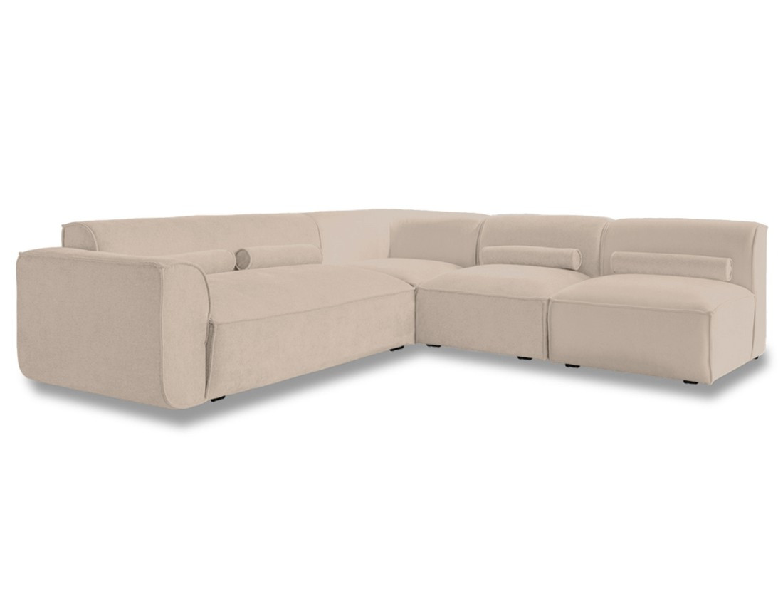 Canapé modulable d'angle droit 5 places en tissu texturé Felix