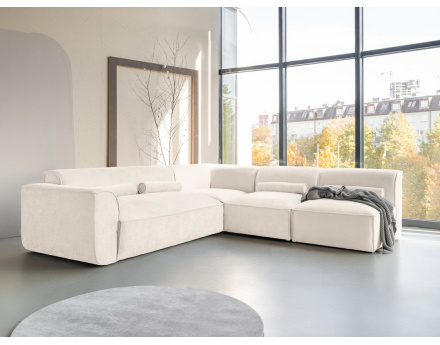 Canapé modulable d'angle droit 5 places en tissu texturé Felix